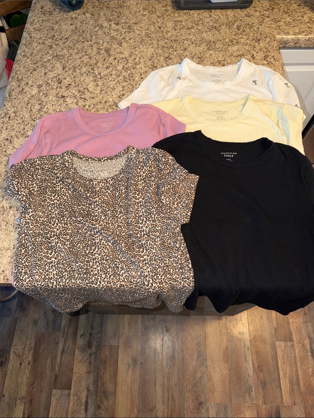 Mixed Crewneck Tee Bundle — Leopard, Black, Pink, Yellow, White